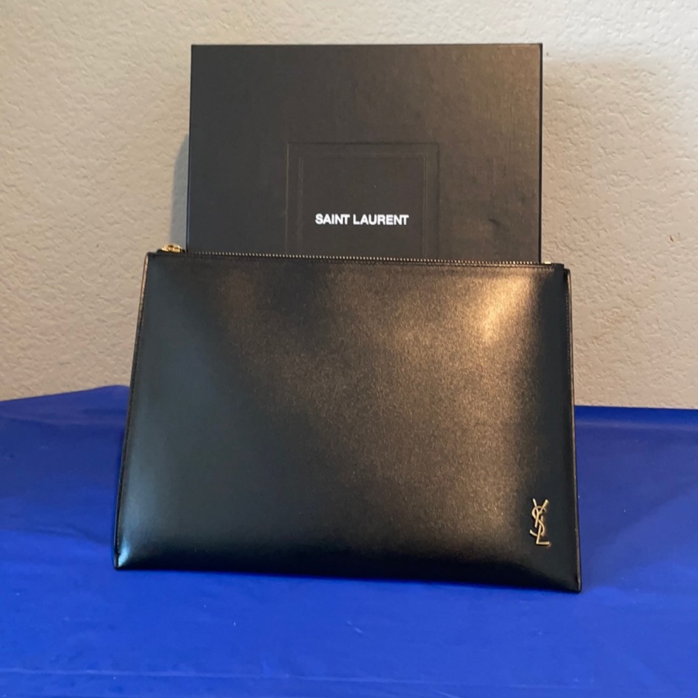 YSL with black monogram tablet pouch/cute clutch/slg, brand new!